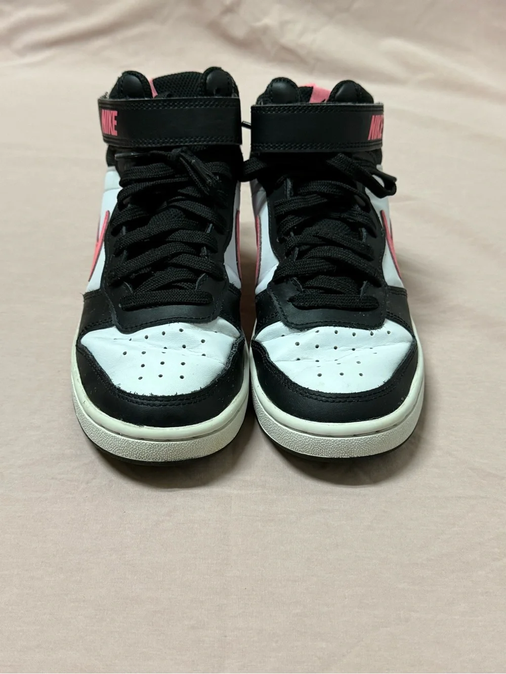 Nike Kids High-Top Sneakers in Black White Pink Accent
